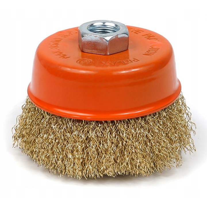 Polax első kefe 85 mm, M14, bordázott drótból, fémfelületek tisztításához