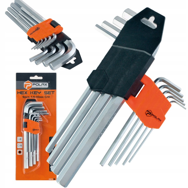 Set de chei imbus alungite 9 buc, 1,5-10 mm, otel CrV