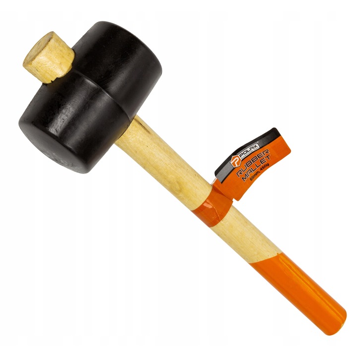 Ciocan de cauciuc, 65 mm, 450 g, maner din lemn, Polax