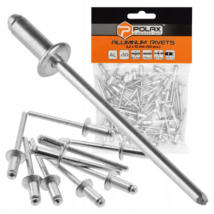 Nituri aluminiu Polax 3,2x10mm set 50 buc