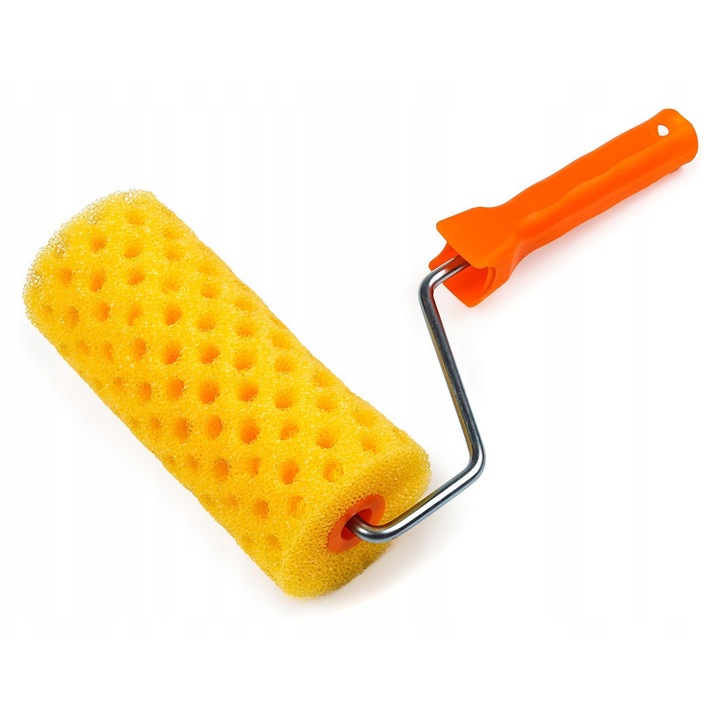 Структурен гъбен валяк за боядисване с дръжка, 18 см, Polax, диаметър 80 мм, ширина 180 мм