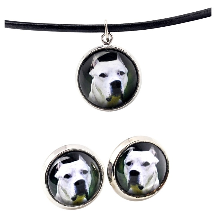 Set bijuterii personalizate cu fotografii, Art-Dog, argintiu, 50cm, colturi rotunde 10mm, 14mm