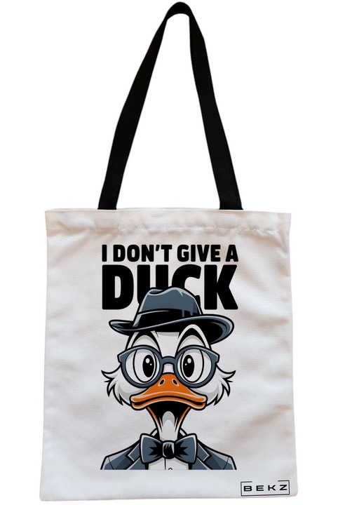 Textiltáska cipzárral, bevásárlótáska, I don't give a Duck modell 38 x 34,5 cm, fehér, BEKZ®
