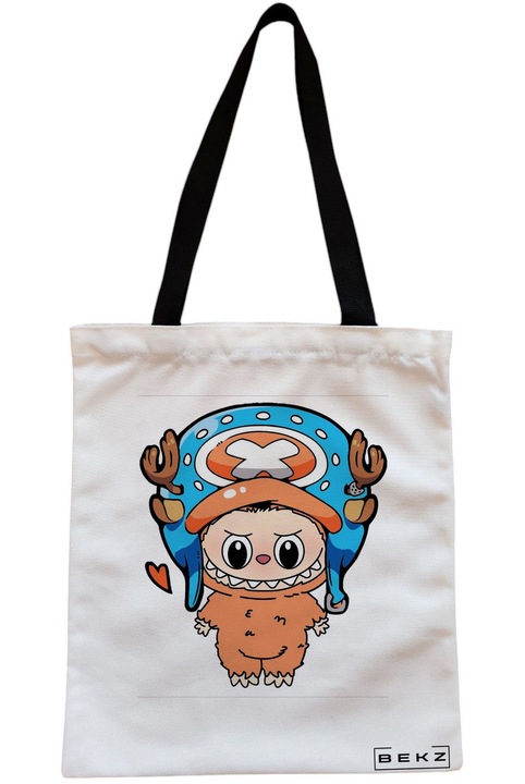 Textiltáska cipzárral, bevásárlótáska, Labubu 15 modell 38 x 34,5 cm, fehér, BEKZ®