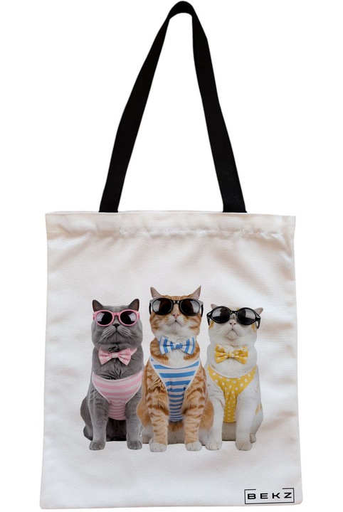 Textiltáska cipzárral, bevásárlótáska, CatLife modell 38 x 34,5 cm, fehér, BEKZ®