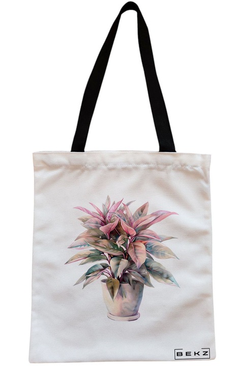 Textiltáska cipzárral, bevásárlótáska, virágok 2 modell 38 x 34,5 cm, fehér, BEKZ®