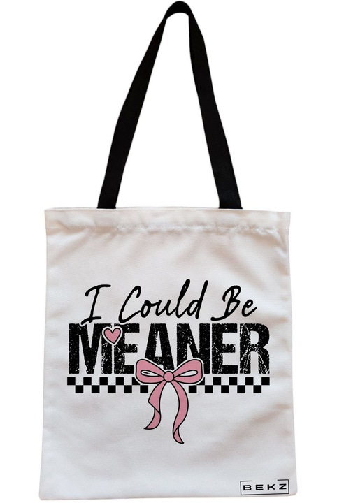 Textiltáska cipzárral, bevásárlótáska, modell "Lehetnék én is merészebbek 2" 38 x 34,5 cm, Fehér, BEKZ®