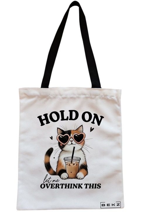 Textiltáska cipzárral, Vászontáska, Várjunk csak, hadd gondolkodjak túl sokat ezen a modellen 38 x 34,5 cm, Fehér, BEKZ®