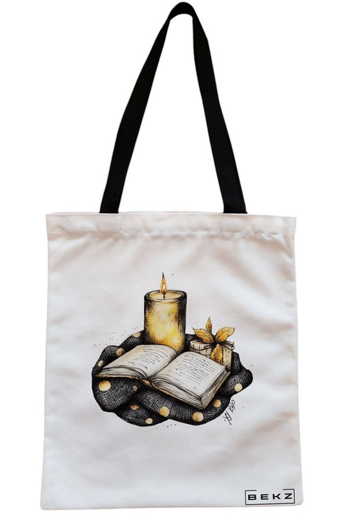 Textiltáska cipzárral, bevásárlótáska, könyvek 14 modell 38 x 34,5 cm, fehér, BEKZ®