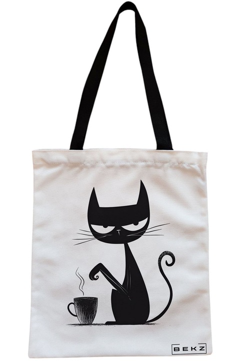 Textiltáska cipzárral, bevásárlótáska, koffein kategória 2 modell 38 x 34,5 cm, fehér, BEKZ®