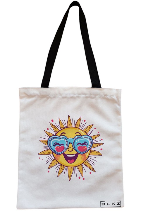 Textiltáska cipzárral, bevásárlótáska, naparcok 6 modell 38 x 34,5 cm, fehér, BEKZ®