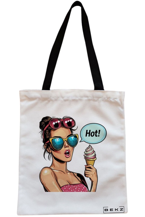 Textiltáska cipzárral, bevásárlótáska, Sip and Style 5 modell 38 x 34,5 cm, fehér, BEKZ®