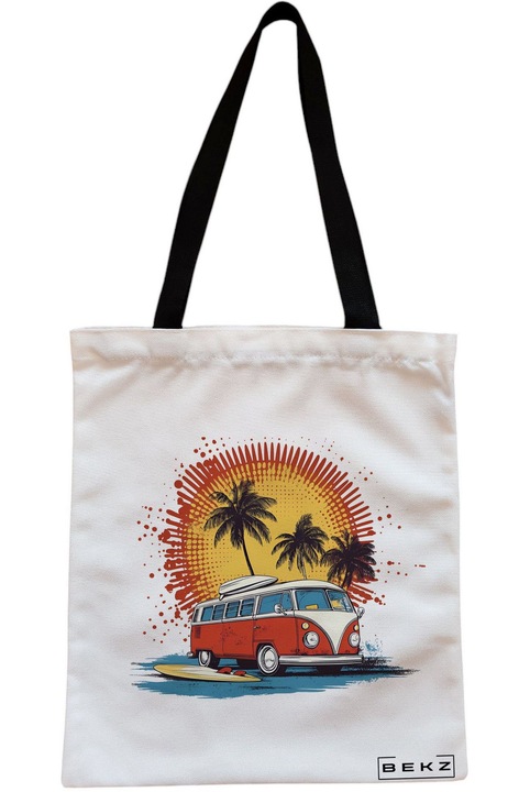 Textiltáska cipzárral, bevásárlótáska, nyári hangulatú 2 modell 38 x 34,5 cm, fehér, BEKZ®