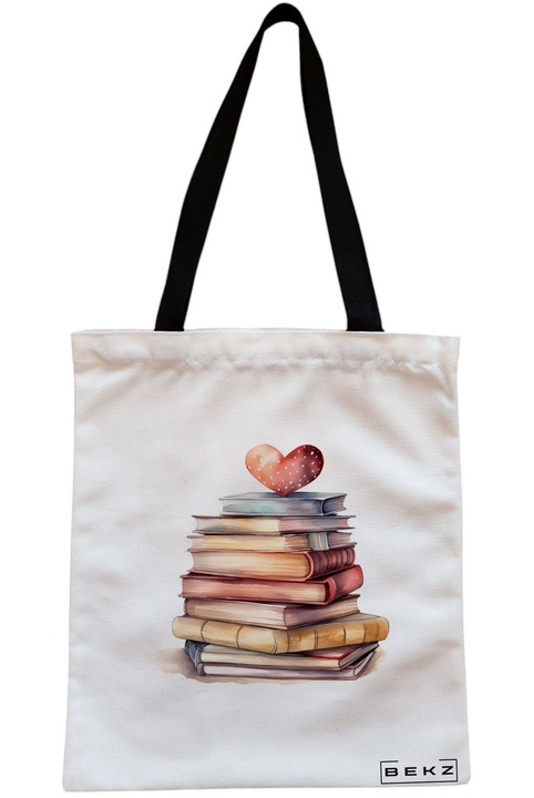 Textiltáska cipzárral, bevásárlótáska, Books 31 modell 38 x 34,5 cm, fehér, BEKZ®