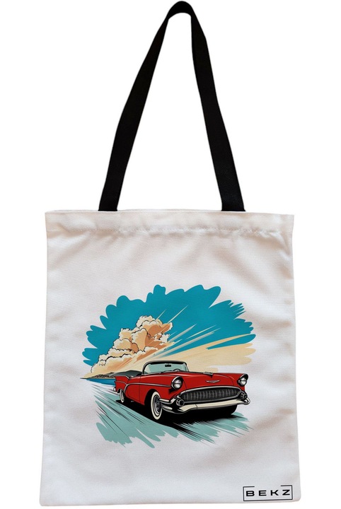 Textiltáska cipzárral, bevásárlótáska, Cruiser modell 38 x 34,5 cm, Fehér, BEKZ®