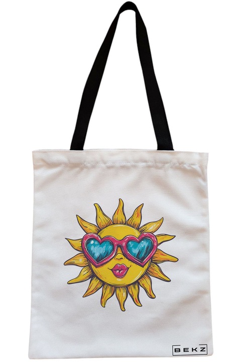 Textiltáska cipzárral, bevásárlótáska, naparcok 22 modell 38 x 34,5 cm, fehér, BEKZ®