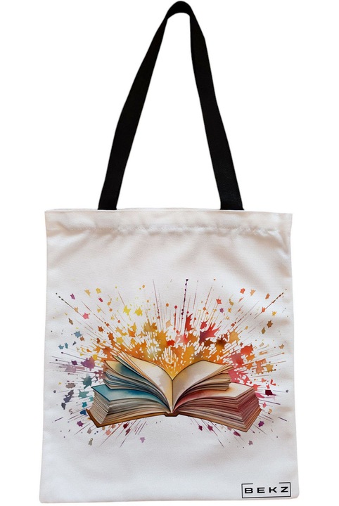 Textiltáska cipzárral, bevásárlótáska, Books 27 modell 38 x 34,5 cm, fehér, BEKZ®