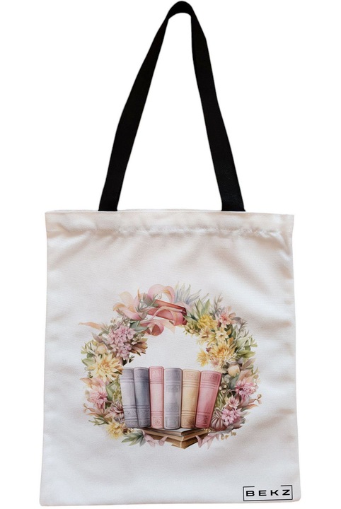 Textiltáska cipzárral, bevásárlótáska, Books 54 modell 38 x 34,5 cm, fehér, BEKZ®