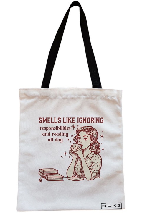 Textiltáska cipzárral, bevásárlótáska, modell: Smells like ignoring responsibilitys 38 x 34,5 cm, Fehér, BEKZ®