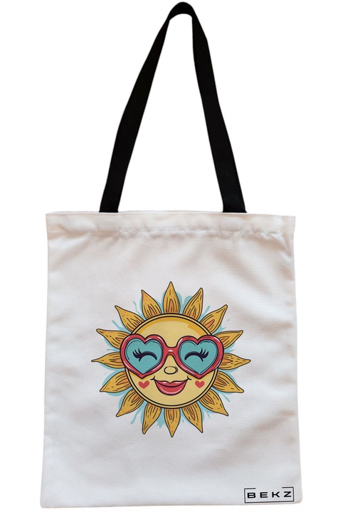 Textiltáska cipzárral, bevásárlótáska, naparcok 7 modell 38 x 34,5 cm, fehér, BEKZ®