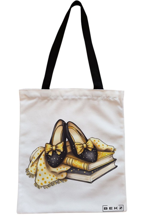 Textiltáska cipzárral, bevásárlótáska, Books 23 modell 38 x 34,5 cm, fehér, BEKZ®