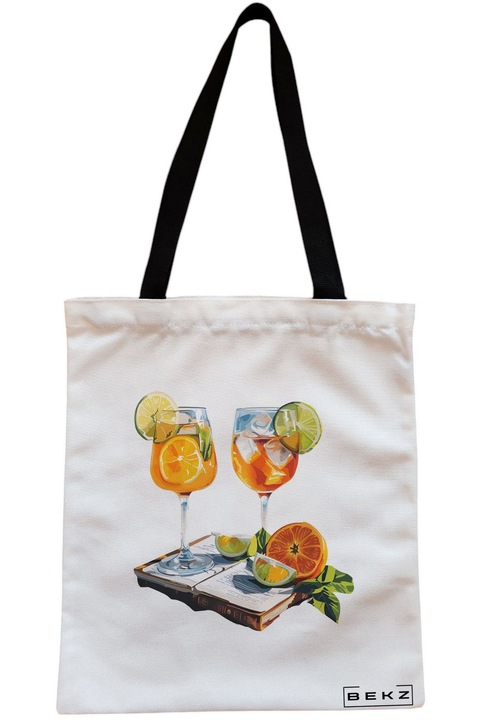 Textiltáska cipzárral, bevásárlótáska, könyvek és nyár 2 modell 38 x 34,5 cm, fehér, BEKZ®