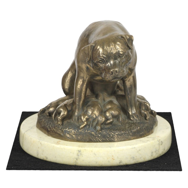 Rottweiler szobrocska, Art-Dog, bronz, 30x15cm, kő talp
