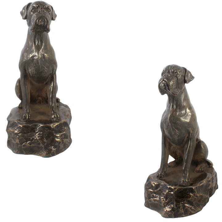 Boxer Szobrocska, Art-Dog, bronz, 30x15cm, kő talp