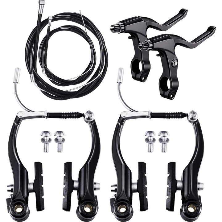 Kit de frana pe disc pentru biciclete, cootway, Destinat urmatoarelor tipuri de biciclete: mountain bike, prevazut cu gauri de montare pentru frane tip V, Negru