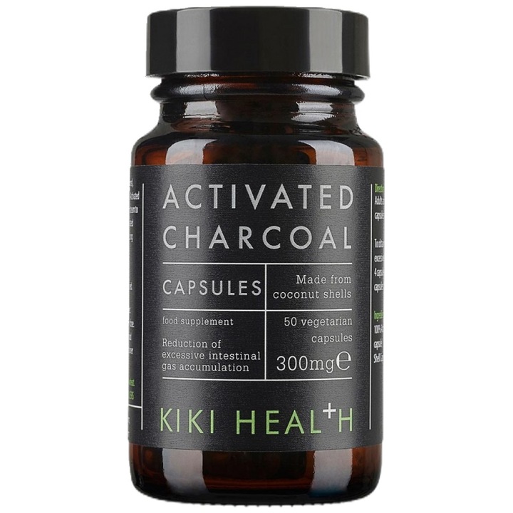 Хранителна добавка KIKI Health Activated Charcoal 300 mg, 50 капсули
