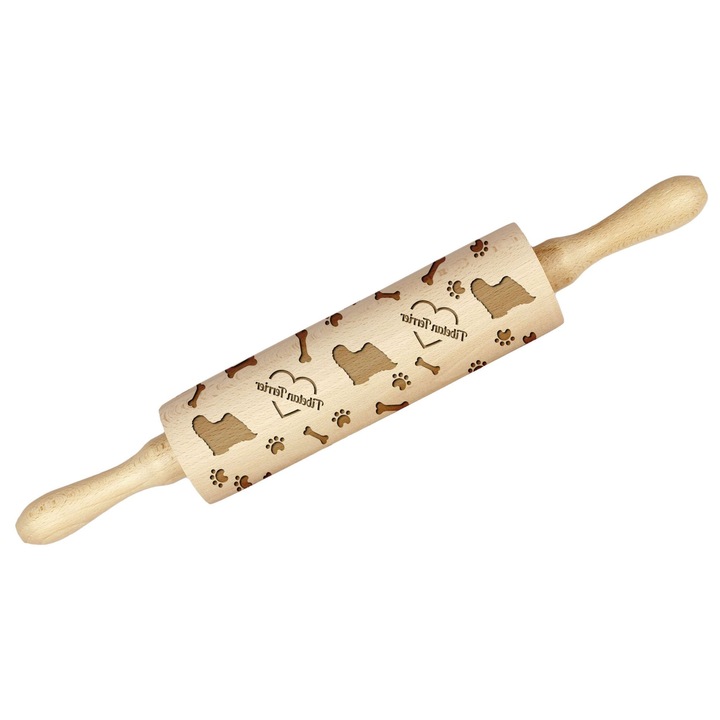 Sucitoare din lemn Art-Dog, walek cu terier tibetan, 20cm, personalizabil