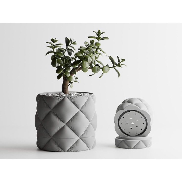 Декоративна саксия, Sani Atlanta, 91 x 91 x 85 mm, Светло сив мат