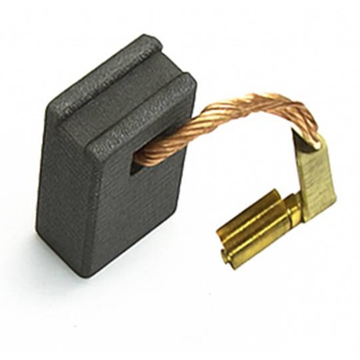 Комплект 2 бр., Въглено-графитна четка, С канал и извод, С накрайник обувка, 6x8x15mm