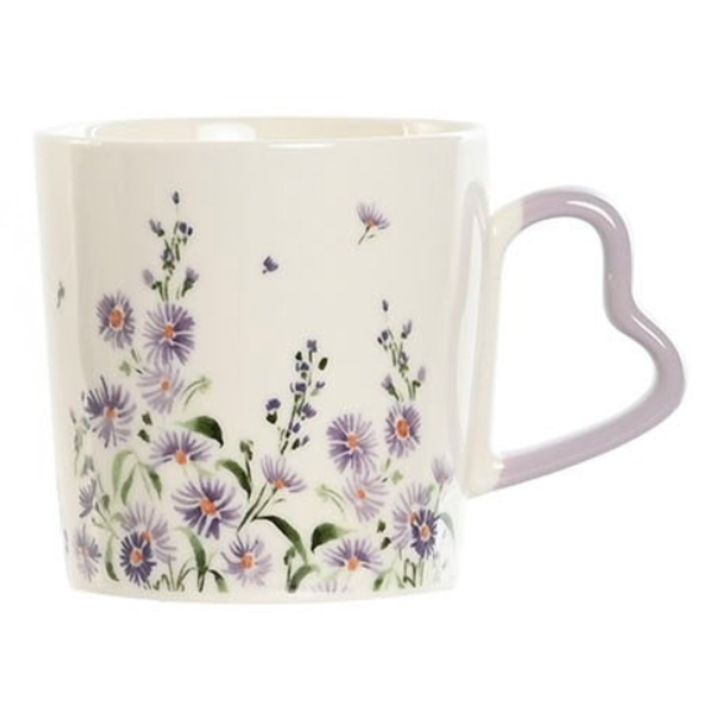 Ceasca de ceai din portelan cu flori 400ml, 11x9, 5x9, 5cm