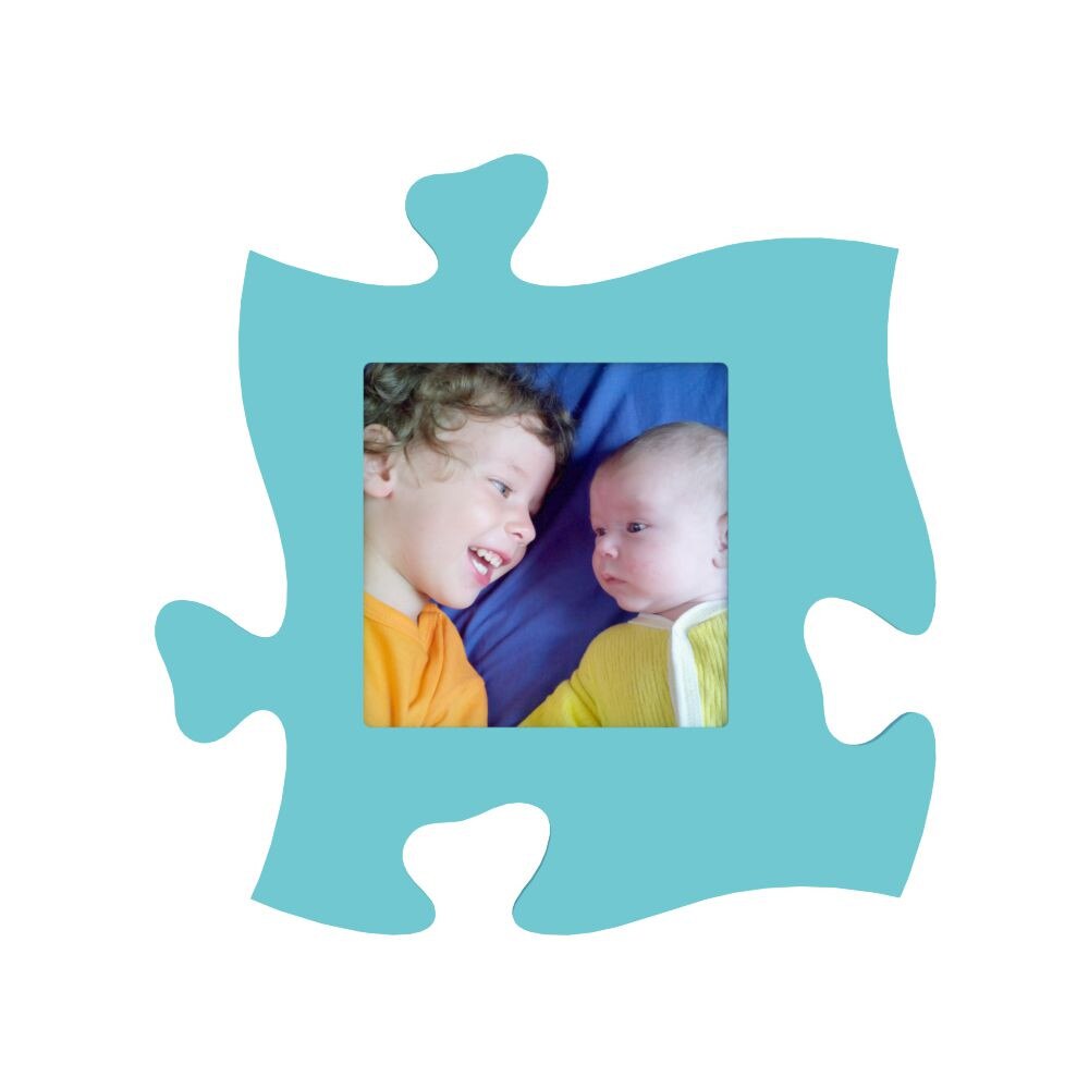 Rama foto tip puzzle, albastru deschis, foto 15x15, patrata