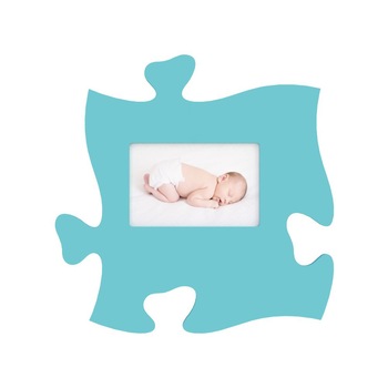 Rama foto tip puzzle, albastru deschis, foto 10x15, orizontala Rama foto tip puzzle, albastru deschis, foto 10x15, orizontala