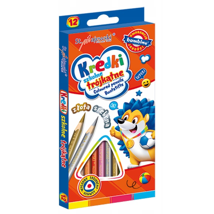 Creioane colorate Bambino, set 12 culori, dimensiune 17,5x0,7cm