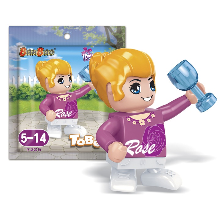 Minifigurina pentru set de constructie, BanBao, Fata cu o ceasca