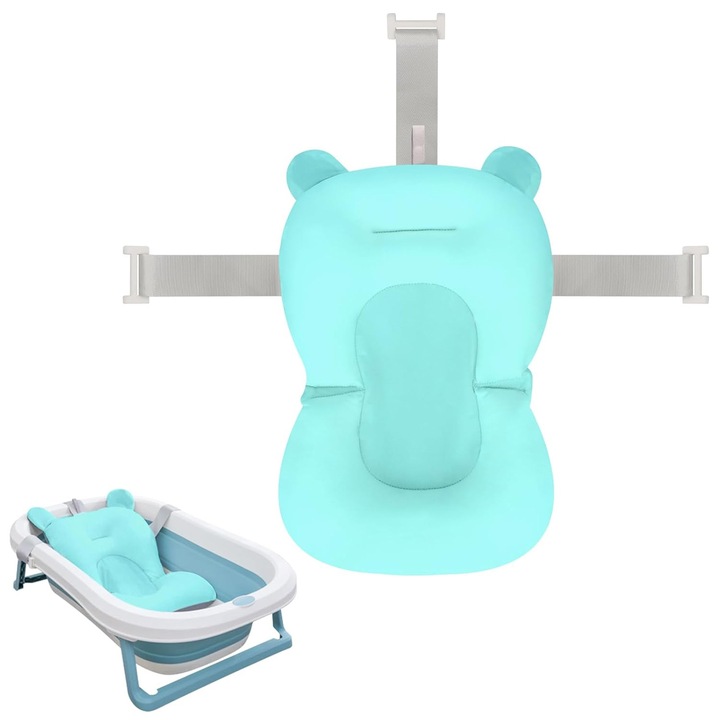 Pernuta Cadita pentru Copii Pliabila, SINBINTA, Pernuta Cadita pentru Copii, Include o perna de siguranta detasabila, Protectie antialunecare, Prindere in 3 puncte, Durabil, Pliabila, Design ergonomic, Poliester, 26x43cm, Verde