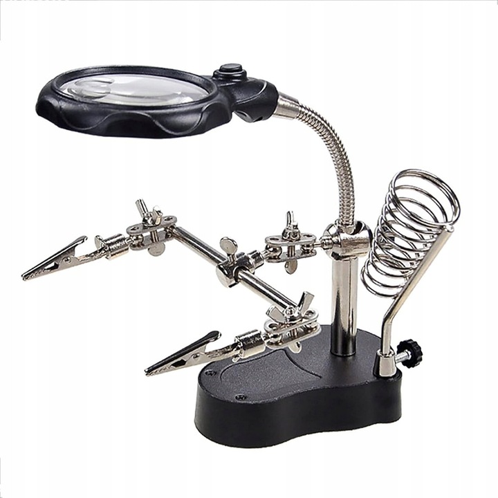 Nagyító állvánnyal, Rosfix, 3,5x és 12x, LED, 26cm