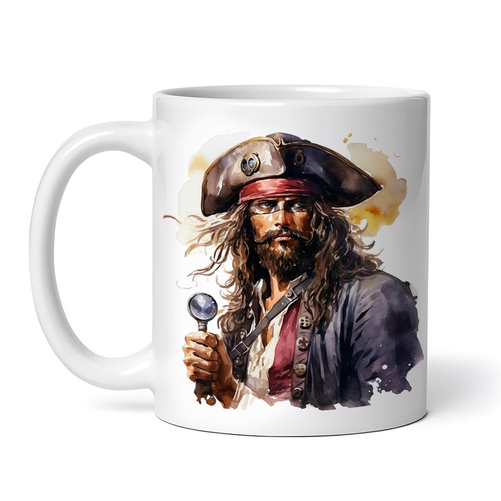 Személyre szabott kerámia bögre A Karib-tenger kalózai, 330ml, fehér