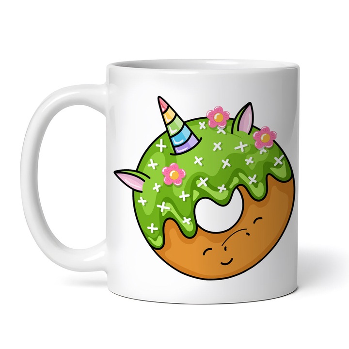 Személyre szabott bögre Fánk Unikornis menta ízzel, kerámia, 330ml