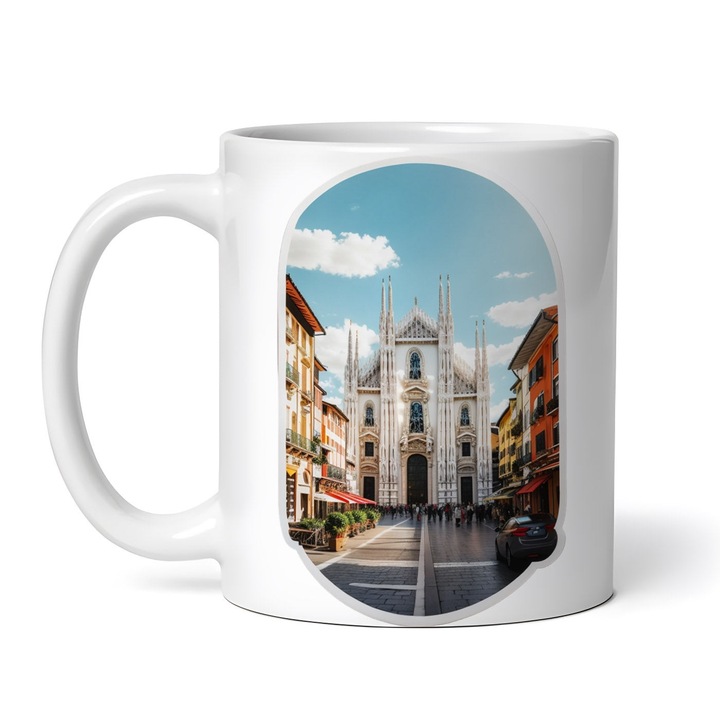 Cana alba personalizata, Orasul Miami catedrala, INOVATIX®. 330ml