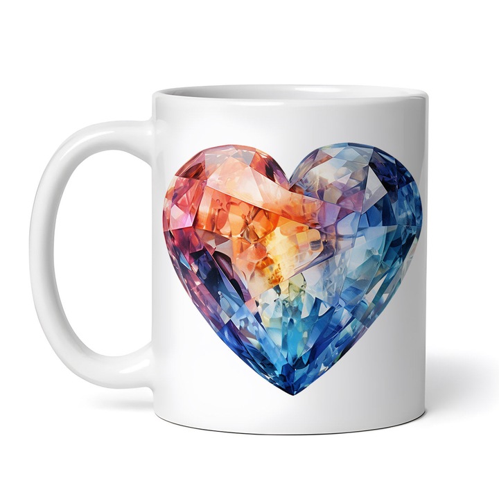 Cana alba personalizata, Inina de cristal Magenta, INOVATIX®. 330ml