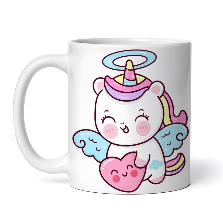 Személyre szabott fehér kerámia bögre szerelmes unikornis macska 330ml