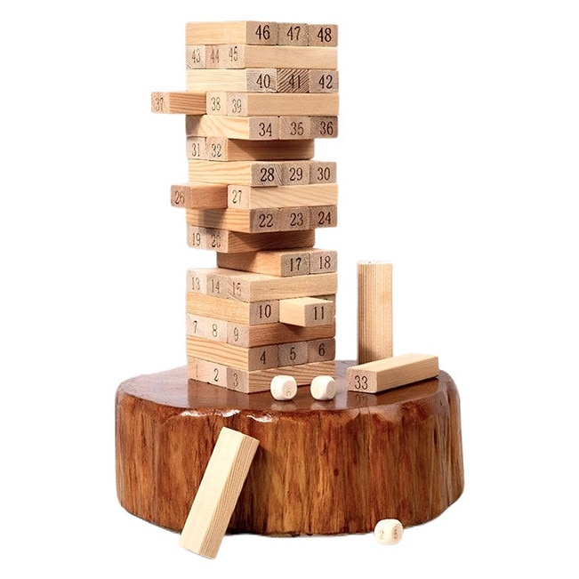 Joc Jenga Blocks distractiv - contine 54 piese de lemn, 5 ani +