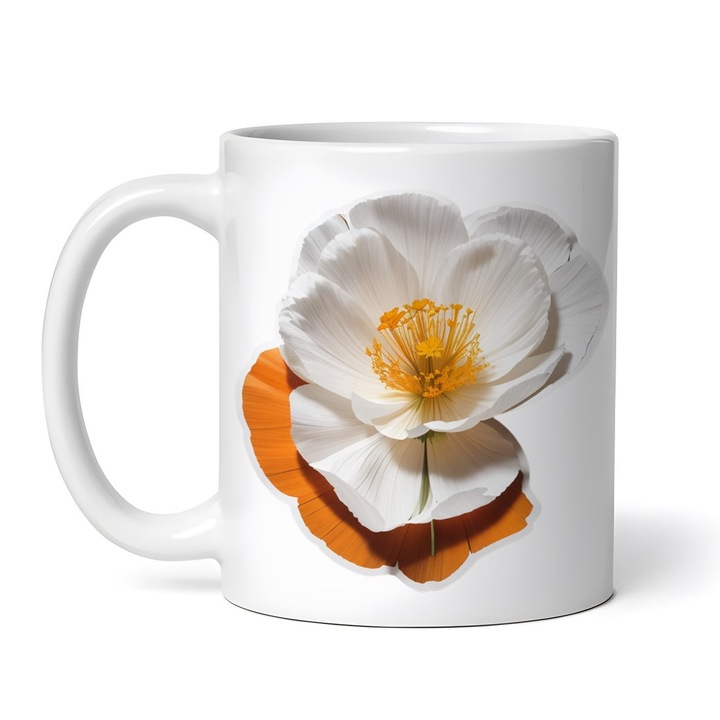 Cana alba personalizata, Mac californian floare cu coada scurta, INOVATIX®. 330ml