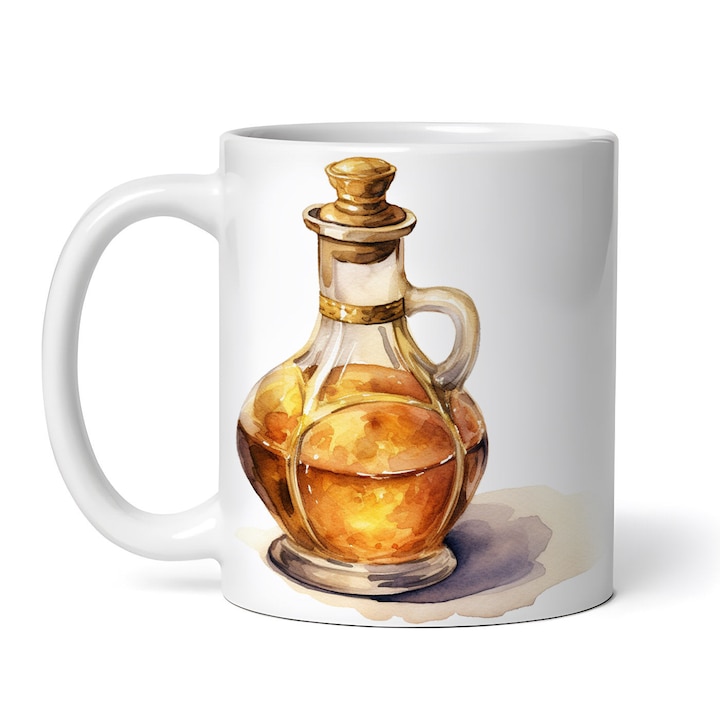 Cana alba personalizata, Sticla cu ulei din antichitate, INOVATIX®. 330ml