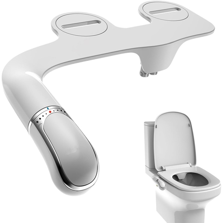 Самопочистваща се тоалетна с биде, ултратънка, контрол на налягането, регулируем ъгъл, за лична хигиена, с пускане на водата, двойни дюзи, бяла