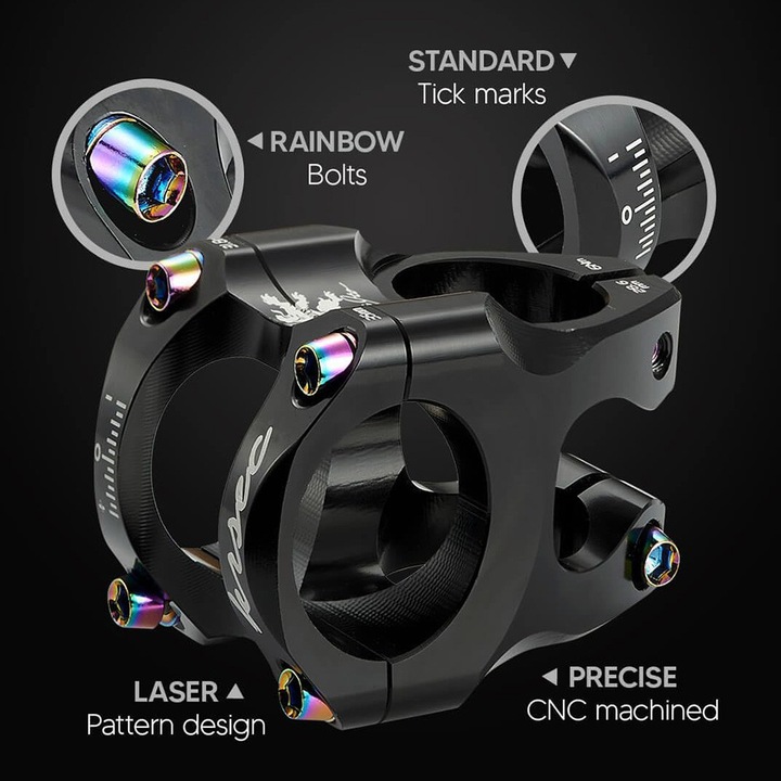 Pipa ghidon aluminiu, Noonedibs, Diametrul tubului de directie: 28.6 mm, Diametrul ghidonului: 31.8 mm, Aliaj de aluminiu 6061 + T6, Aliaj de aluminiu CNC usor, Design gol, bicicleta de downhill/mountain, negru